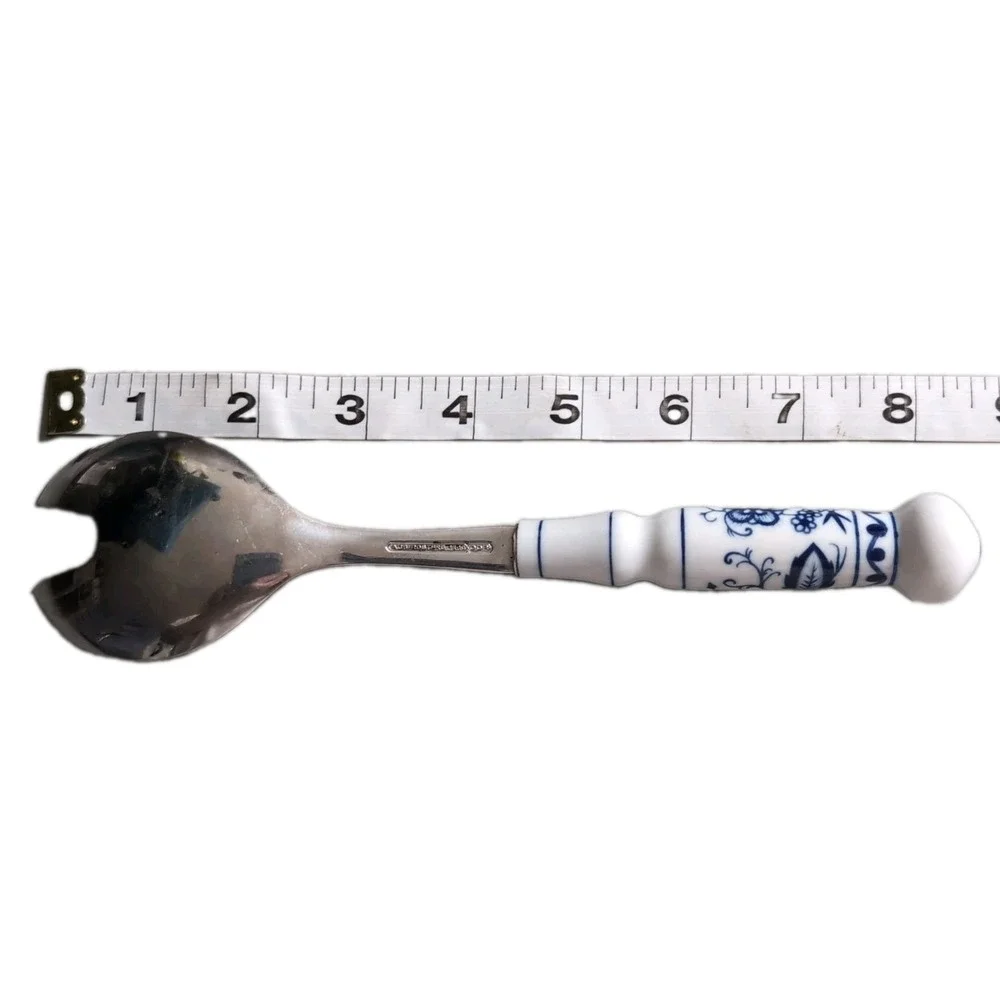 DDR ABS Rostfrei Blue Onion Porcelain Handle Salad Servers + Bottle Opener 18/10